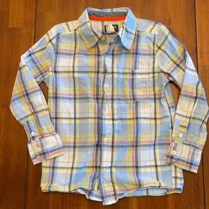 Oshkosh blue plaid button down shirt pocket size 7